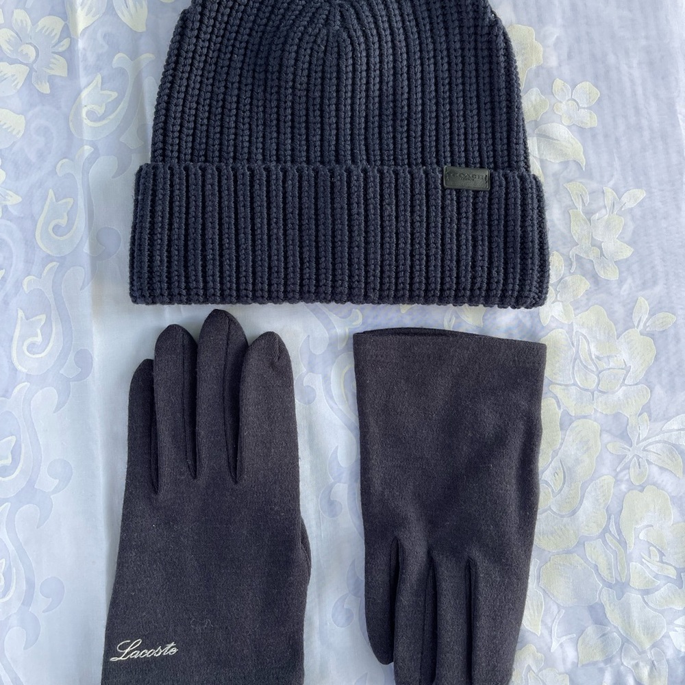 Coach Knitted Bonnet & Lacoste gloves